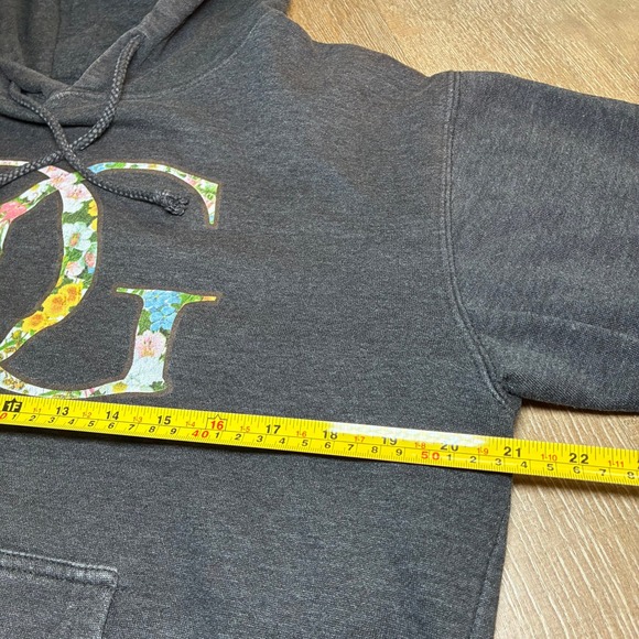 OBEY OG Floral Graphic Hoodie Distressed Charcoal Gray Womens Size Large - Picture 5 of 8